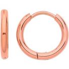 Rose Gold-Steel Hinged Huggie Macaroni Round Tube Hoop Earrings - ER136R