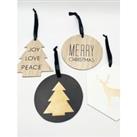 4 Pack Wooden Christmas Tree Ornaments