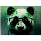 Panda With Glasses, Green Splashart Chopping Board