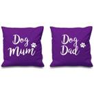 Dog Mum Dog Dad Purple Cushion Covers 16 x 16 Couples Cushions Valentines Anniversary Boyfriend