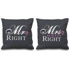 Mr Right Mrs Always Right Grey Cushion Covers 16 x 16 Couples Cushions Valentines Wedding Anniversary Bedroom Decorati