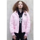 Ed Hardy Cropped Pink Puffer Jacket