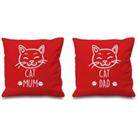 Cat Mum Cat Dad Red Cushion Covers 16 x 16 Couples Cushions Valentines Anniversary Boyfriend