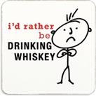 Mens I'd Rather Be Drinking Whiskey Coaster Cork Back