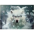 White Wolf With Glasses Splashart Chopping Board