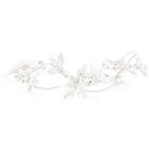 Gloria Silver Plated Cross Over Brushed Leaf And Pearl Hair Vine - Gift Pouch