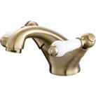 Traditional Victorian Basin Mixer Tap Vintage Brass Dual Lever Handle Faucet