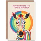 Daughter Happy Birthday Card Fun Rainbow Zebra Stripes Bauhaus Bright Funky For Her Greeting Card