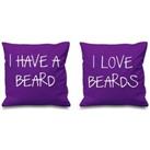 I Have A Beard I Love Beards Purple Cushion Covers 16 x 16 Couples Cushions Valentines Wedding Anniversary Bedroom Dec