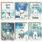 Christmas Cards Cute Polar Bears Snow Scene Kids Greeting Cards With Envelopes Pack of 6