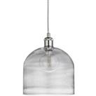 Andwell Large Dome Pendant Light with Glass Shade - Satin Silver