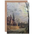 John Atkinson Grimshaw Paintings Moonlit Street Scene Greetings Card
