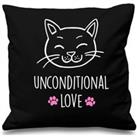 Black Cushion Cover Cat Unconditional Love 16 x 16 Mum Friend Gift Decorative