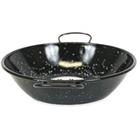 Enamelled Deep Frying Pan With Handles 28cm & Stainless Steel Paella Skimmer 30cm