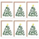 Christmas Cards Merry Christmas Happy New Year Tree Set Xmas Greeting Cards With Envelopes Pack of 6