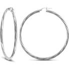 Sterling Silver Twist Hoop Earrings - 3mm - 5.5cm - AER001G