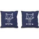 Cat Mum Cat Dad Navy Cushion Covers 16 x 16 Couples Cushions Valentines Anniversary Boyfriend