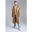 Single Breasted Brushed Wool Look Belted Overcoat