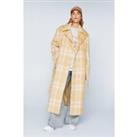 Plaid Wool Blend Robe Coat