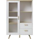 Side Cabinet with Glass Door and 2 Drawers