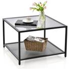 Modern Glass Top Coffee Table Home Square Center Table Accent Sofa Side Table