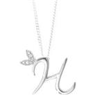 Winged Diamond Initial Necklace - Sterling Silver - H/20"