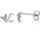 Winged Initial Earring Pair - Sterling Silver - E