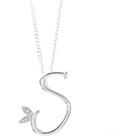 Winged Diamond Initial Necklace - Sterling Silver - S/22"