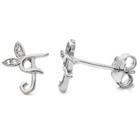 Winged Initial Earring Pair - Sterling Silver - F