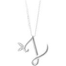 Winged Diamond Initial Necklace - Sterling Silver - Z/20"