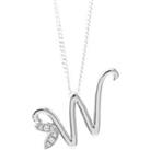 Winged Diamond Initial Necklace - Sterling Silver - W/22"