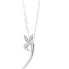 Winged Diamond Initial Necklace - Sterling Silver - I/20"