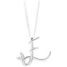 Winged Diamond Initial Necklace - Sterling Silver - E/22"
