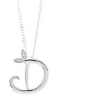Winged Diamond Initial Necklace - Sterling Silver - D/20"