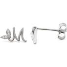 Winged Initial Earring Pair - Sterling Silver - M
