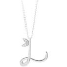 Winged Diamond Initial Necklace - Sterling Silver - L/22"