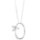 Winged Diamond Initial Necklace - Sterling Silver - O/20"