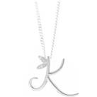 Winged Diamond Initial Necklace - Sterling Silver - K/18"