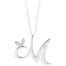 Winged Diamond Initial Necklace - Sterling Silver - M/20"