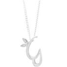 Winged Diamond Initial Necklace - Sterling Silver - G/18"