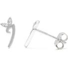 Winged Initial Earring Pair - Sterling Silver - I