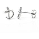Winged Initial Earring Pair - Sterling Silver - D