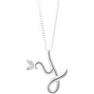 Winged Diamond Initial Necklace - Sterling Silver - Y/20"
