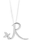 Winged Diamond Initial Necklace - Sterling Silver - R/20"