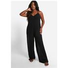 Plus Strappy Cheesecloth Wide Leg Beach Jumpsuit