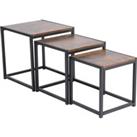 Industrial Style Set of 3 Square Nesting Coffee Side Tables
