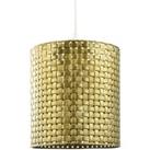 Tweed Lattice Metal Pendant Lighting Shade in Bright Gold with Small Square Gaps