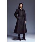 Quilted Full Skirted Belted Midi Coat