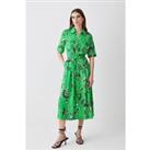 Tall Floral Batik Premium Linen Woven Shirt Dress