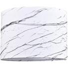 Modern Marble Effect White Cotton Lampshade with Grey Folds and Inner Lining